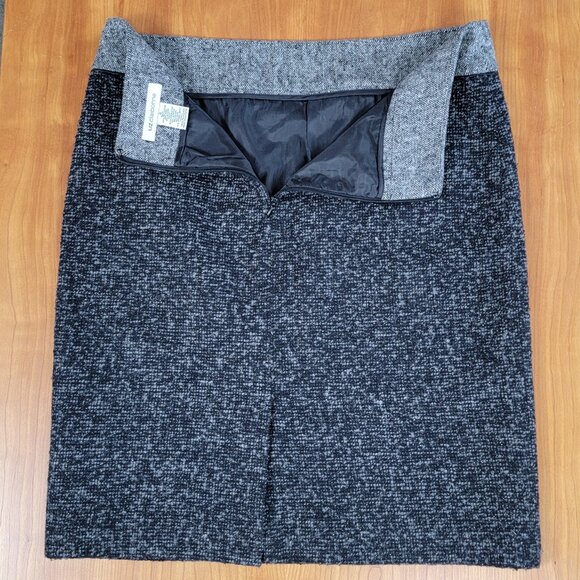 Liz Claiborne Lined Gray Black Heather Wool Blend Pencil Skirt - 6 - Picture 4 of 7